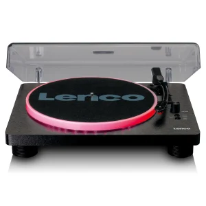 LENCO LS-50LED BK - Record Player with PC Encoding, Speakers and Lights