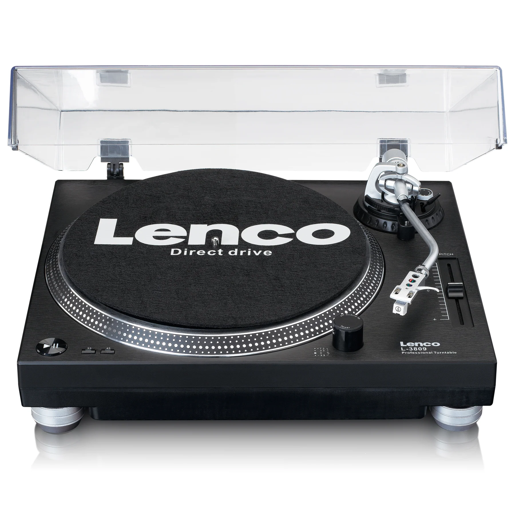 LENCO L-3809BK - Direct Drive Record Player with USB / PC Encoding - Black